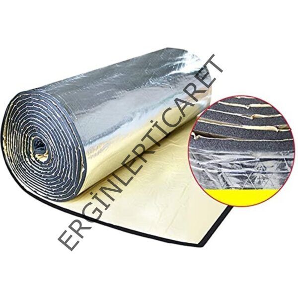 Araç Kaput Altı Yanmaz Folyolu Yalıtım Yapışkanlı 6mm 100cm x 100cm
